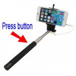 Wholesale Wired Selfie Stick with Remote Small Clip (Hot Pink)